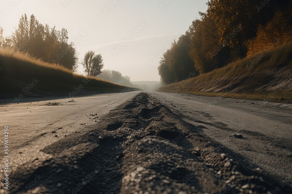 A scenic country road disappearing into the horizon