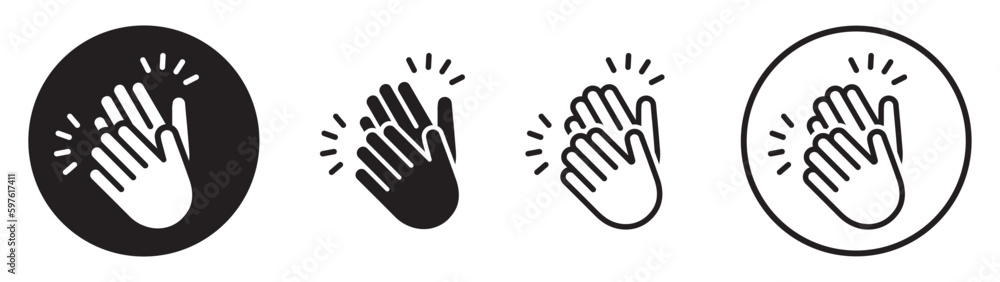 Set of hands clapping icon. Clap symbol, victory gesture, applause. Congratulations, celebration and success. Vector illustration. Set of hands clapping icon. Clap symbol, victory gesture, applause. Congratulations, celebration and success. Vector illustration.