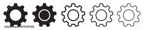 Set of gears icons. Cogwheel. Settings. Black and contour gears. Vector illustration.