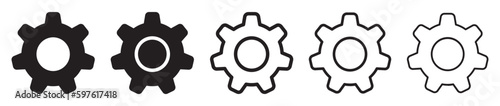 Set of gears icons. Cogwheel. Settings. Black and contour gears. Vector illustration.