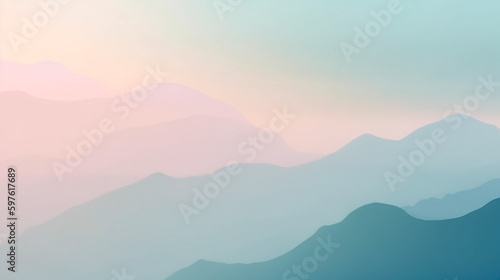 A dreamy pastel color palette evokes a sense of tranquility and calmness in the smooth fog abstract background. Generative AI © Aram