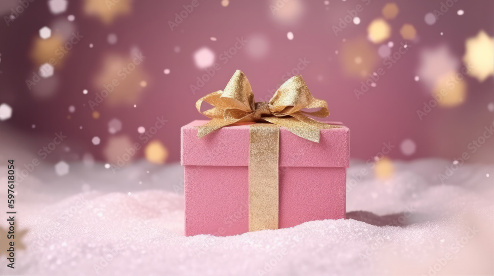 Pink Christmas gift background. Illustration AI Generative Pink Christmas gift background. Illustration AI Generative