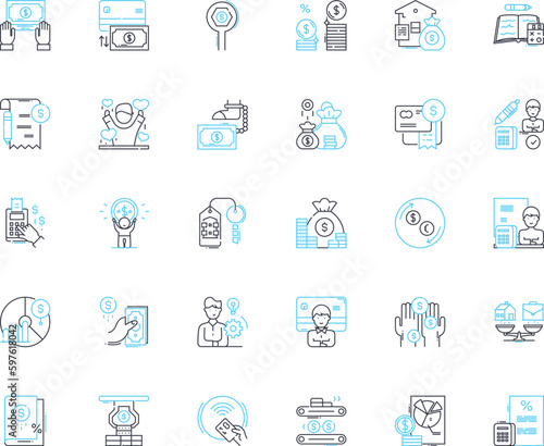Web design and development linear icons set. Responsive, User-friendly, E-commerce, Mobile-friendly, Navigation, Optimization, Interface line vector and concept signs. Generative AI