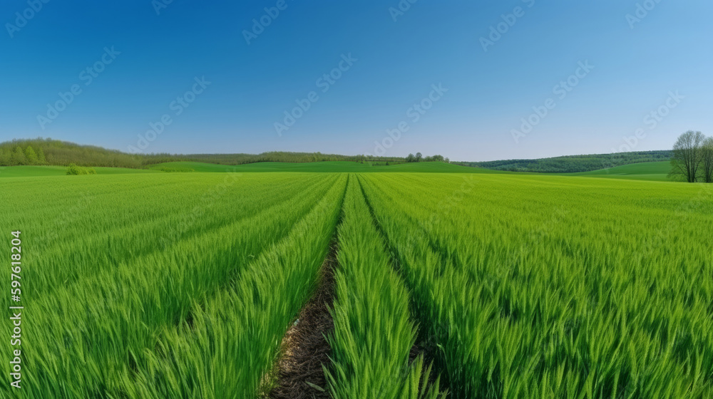 Juicy green field. Illustration AI Generative. Juicy green field. Illustration AI Generative.