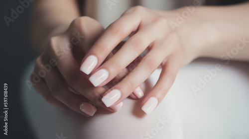 Beautiful nail manicure. Illustration AI Generative.