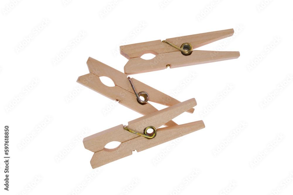 Wooden clothes pins. Concept isolated on white background Wooden clothes pins. Concept isolated on white background