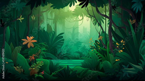 Jungle background created. Generative AI