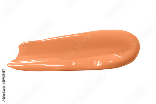 A smear of facial foundation is brown in color. Isolated PNG