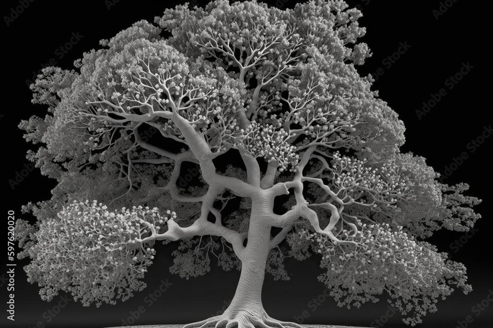 A scanning electron micrograph of oak tree, created with Generative AI ...