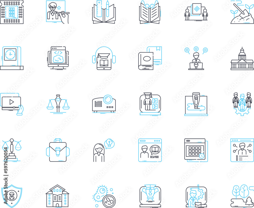Teaching elements linear icons set. Curriculum, Pedagogy, Classroom, Instruction, Methodology, Assessment, Learning line vector and concept signs. Resources,Differentiation,Engagement Generative AI Teaching elements linear icons set. Curriculum, Pedagogy, Classroom, Instruction, Methodology, Assessment, Learning line vector and concept signs. Resources,Differentiation,Engagement Generative AI