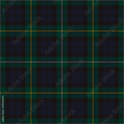 Campbell of Louden modern tartan plaid. Scottish pattern fabric swatch close-up. 