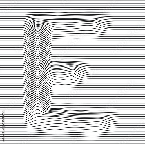 letter alphabet illusion with lines waves