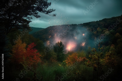 fireworks in the woods