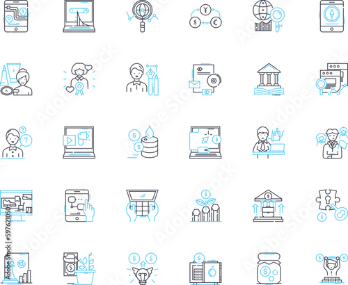 Wealth linear icons set. Prosperity, Abundance, Fortune, Riches, Assets, Luxuries, Affluence line vector and concept signs. Opulence,My,Resources outline illustrations Generative AI