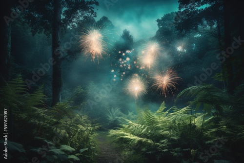 fireworks in the woods