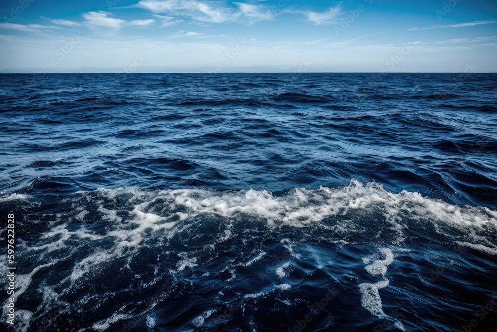 Fototapeta premium serene ocean landscape with a clear blue sky. Generative AI