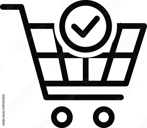 shopping cart and check mark icon  trolley