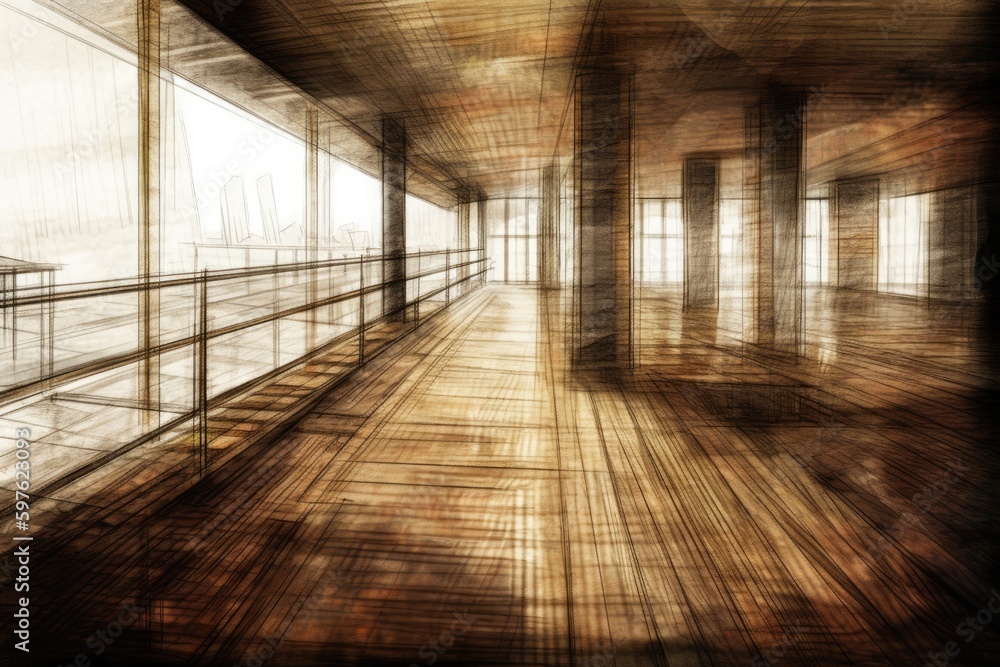 an empty room with blurred details. Generative AI