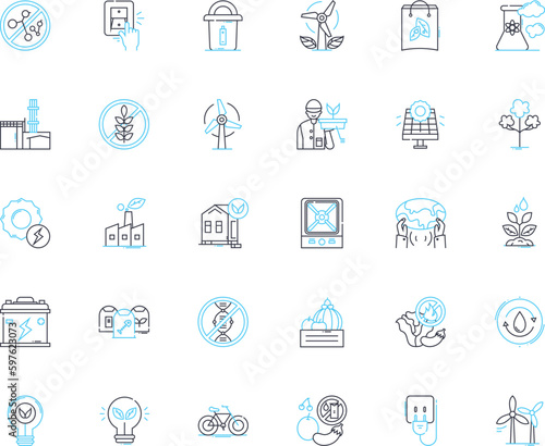 Solar power linear icons set. Photovoltaic, Panel, Energy, Electricity, Sunlight, Renewable, Sustainable line vector and concept signs. Alternative,Roof,Array outline illustrations Generative AI