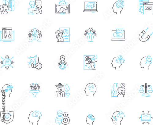 Revolutionary markets linear icons set. Innovation, Disruption, Progress, Transformation, Breakthrough, Emerging, Leading line vector and concept signs. Piering,Evolution,Advancement Generative AI