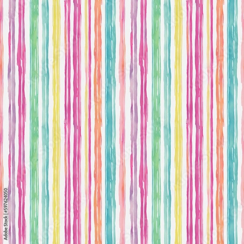 Seamless pattern of pastel rainbow colored watercolor stripes