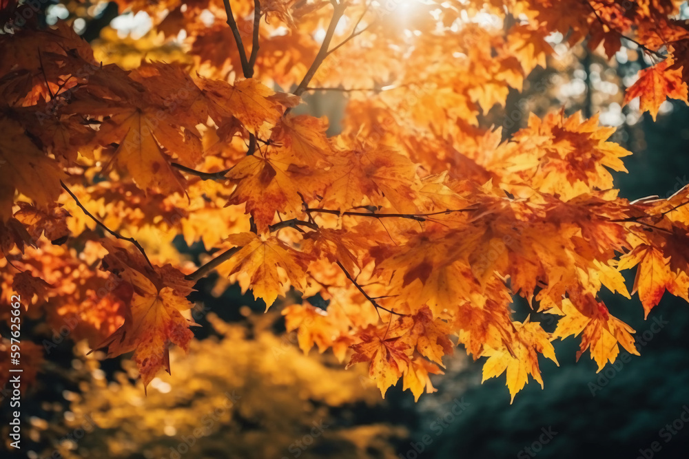 autumn landscape and sunlight.. AI generative autumn landscape and sunlight.. AI generative
