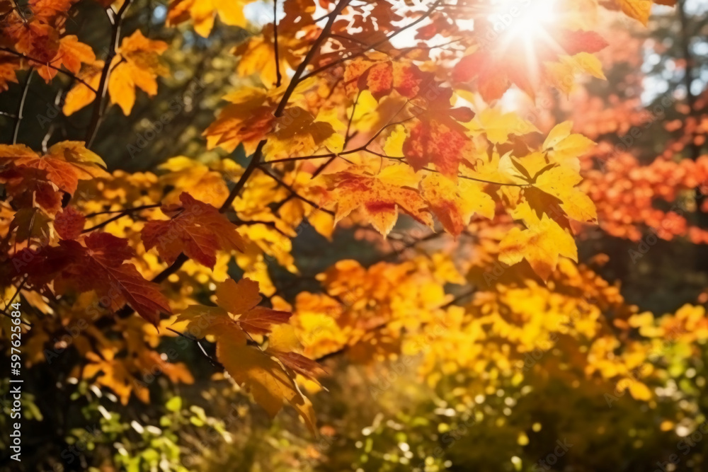 autumn landscape and sunlight.. AI generative autumn landscape and sunlight.. AI generative