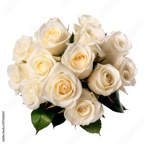 Beautiful bouquet of white roses. Generative AI