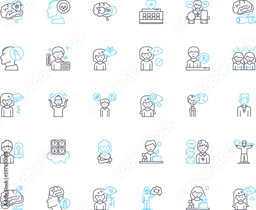 Gratitude and appreciation linear icons set. Tthankful, Appreciative, Thanksgiving, Contentment, Gratefulness, Acknowledgement, Graciousness line vector and concept signs. Generative AI