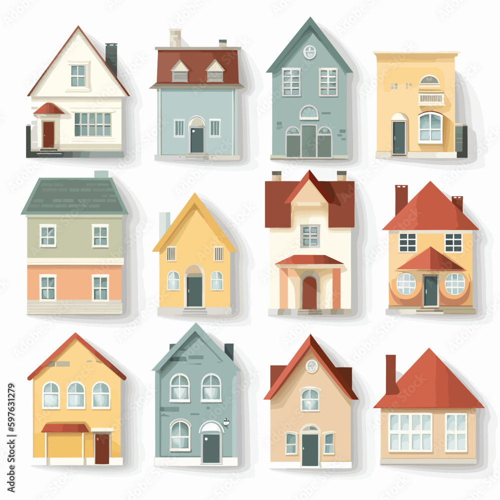 Houses set vector illustration isolated