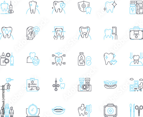 Fashion industry linear icons set. Couture, Trending, Style, Glamour, Accessories, Runway, Designer line vector and concept signs. Apparel,Fashionista,Fabrics outline illustrations Generative AI