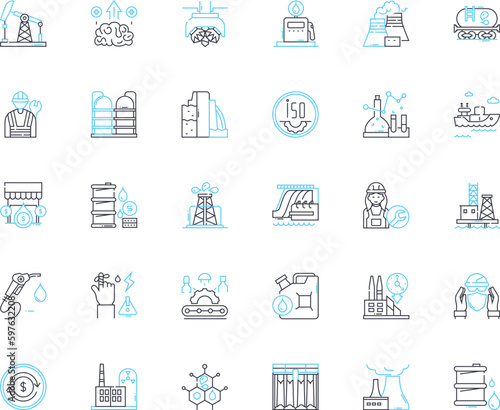 Fabrication linear icons set. Welding, Machining, Assembly, Forming, Shaping, Cutting, Joining line vector and concept signs. Casting,Molding,Extruding outline illustrations Generative AI