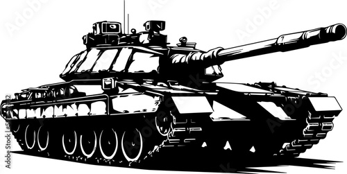 Stampa su tela Illustration of military tank in drawing stencil style.