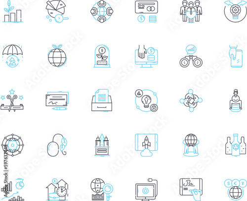 Cyber outreach linear icons set. Digital, Remote, Online, Virtual, Outreach, Netizen, Internet line vector and concept signs. Cyber,Connection,Engagement outline illustrations Generative AI