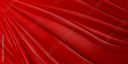 Background of red fabric with many folds