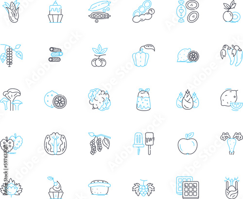 Cultivation linear icons set. Agriculture, Horticulture, Farming, Gardening, Cultivation, Irrigation, Harvesting line vector and concept signs. Composting,Fertilization,Tillage outline Generative AI