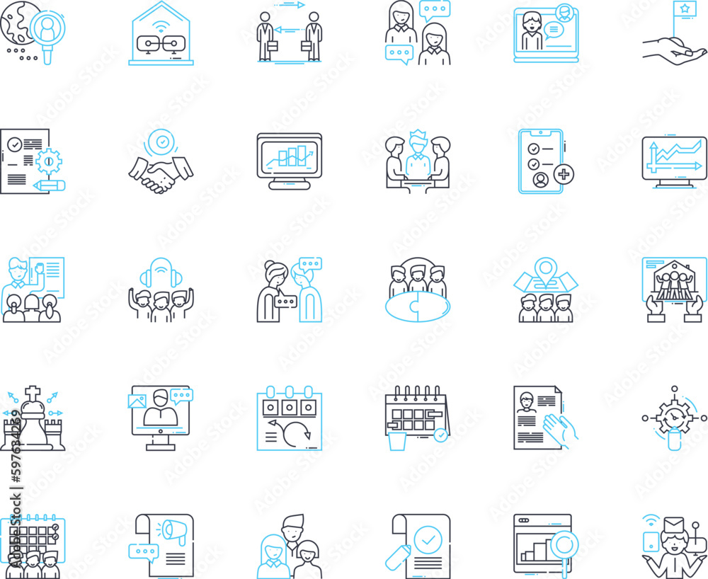 Company gathering linear icons set. Team-building, Nerking, Retreat, Celebration, Collaboration, Engagement, Conference line vector and concept signs. Congregation,Meetup,Assembly Generative AI Company gathering linear icons set. Team-building, Nerking, Retreat, Celebration, Collaboration, Engagement, Conference line vector and concept signs. Congregation,Meetup,Assembly Generative AI