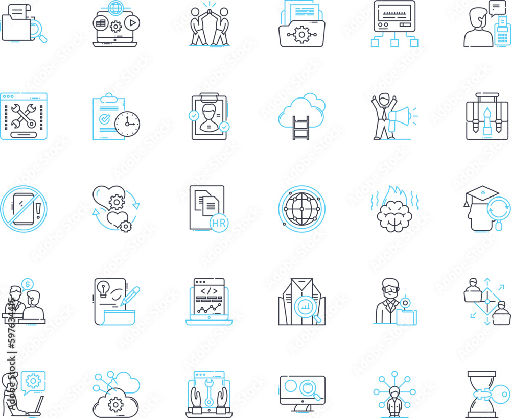 Career development linear icons set. Growth, Ambition, Potential, Progression, Success, Advancement, Learning line vector and concept signs. Development,Opportunity,Skills outline Generative AI Career development linear icons set. Growth, Ambition, Potential, Progression, Success, Advancement, Learning line vector and concept signs. Development,Opportunity,Skills outline Generative AI