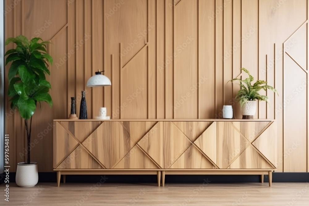 interior background scandinavian chest living decoration stylish three-dimensional hardwood contemporary empty design style. Generative AI. interior background scandinavian chest living decoration stylish three-dimensional hardwood contemporary empty design style. Generative AI.