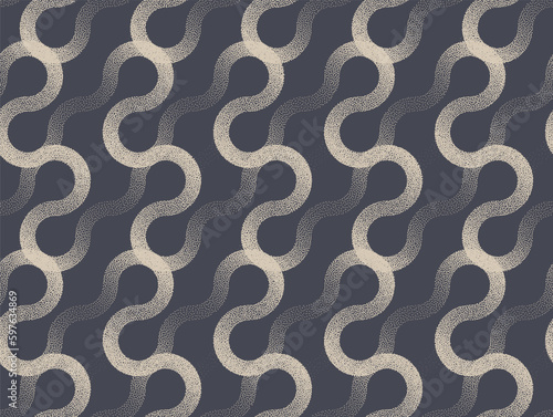 Wavy Tangled Lines Seamless Pattern Trend Vector Modern Abstract Background. Complex Wavy Sophisticated Structure Repetitive Abstraction Apparel Design Textile Print. Halftone Art Endless Illustration