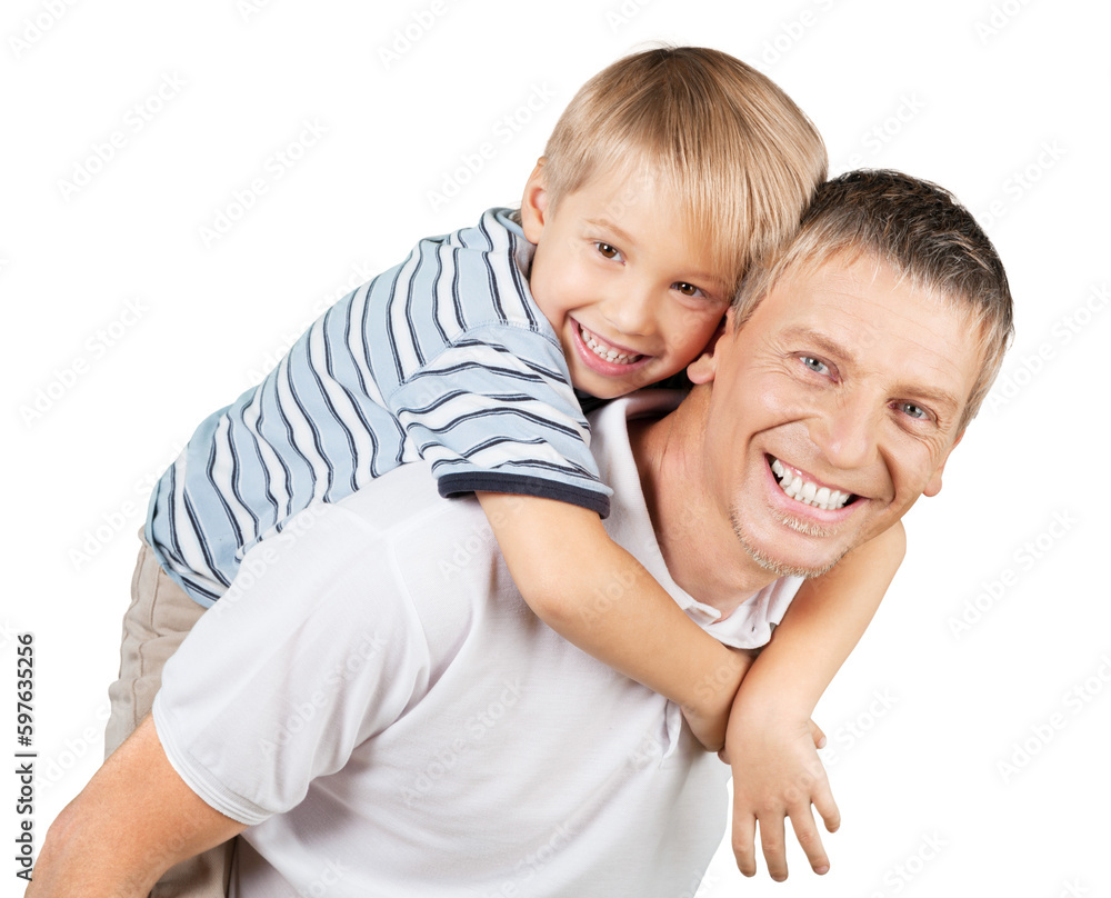 Father Giving Son a Piggyback Ride Father Giving Son a Piggyback Ride