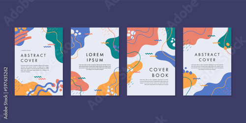 Set of abstract geometric memphis templates. Universal cover Designs for Annual Report, Brochures, Flyers, Presentations, Leaflet, Magazine.