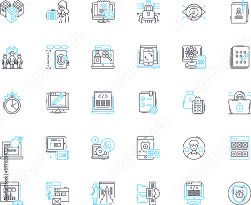Availability linear icons set. Preparedness, Responsiveness, Accessibility, Ubiquity, Timeliness, Promptness, Reliability line vector and concept signs. Availability,Openness,Flexibility outline