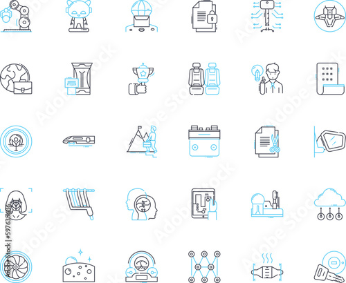 Artificial Intelligence - AI linear icons set. MachineLearning, Robotics, Automation, Cognitive computing, Neural nerks, Big data, Natural language processing line vector and concept signs photo
