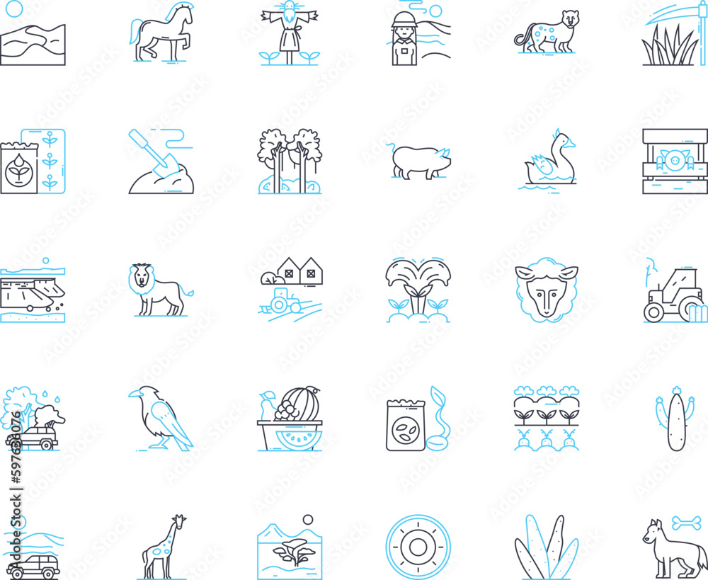 Agronomy linear icons set. Harvest, Irrigation, Fertilization, Cultivation, Soil, Crop, Tillage line vector and concept signs. Planting,Pest,Weed outline illustrations Agronomy linear icons set. Harvest, Irrigation, Fertilization, Cultivation, Soil, Crop, Tillage line vector and concept signs. Planting,Pest,Weed outline illustrations