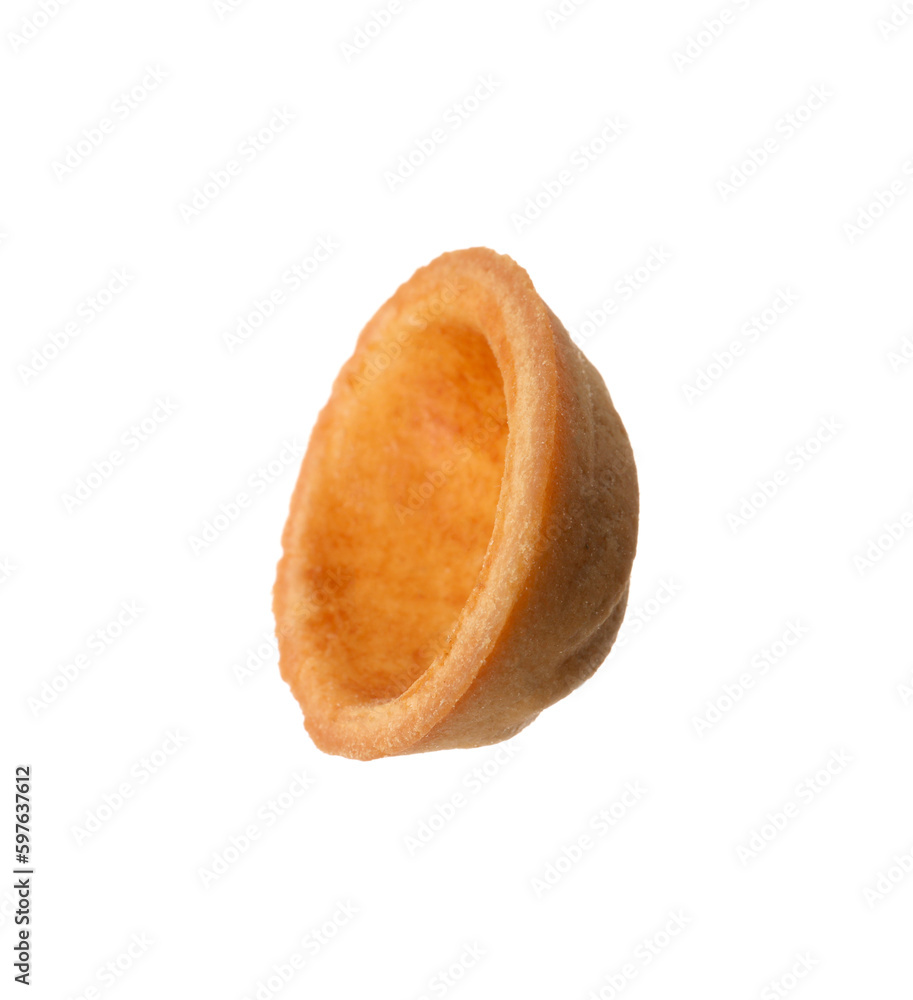 Half of delicious nut shaped cookie isolated on white Half of delicious nut shaped cookie isolated on white