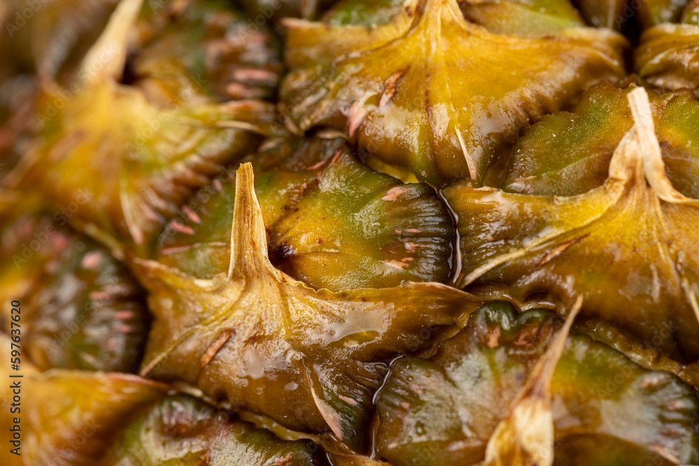 Yellow peel of ripe sweet pineapple, details Yellow peel of ripe sweet pineapple, details