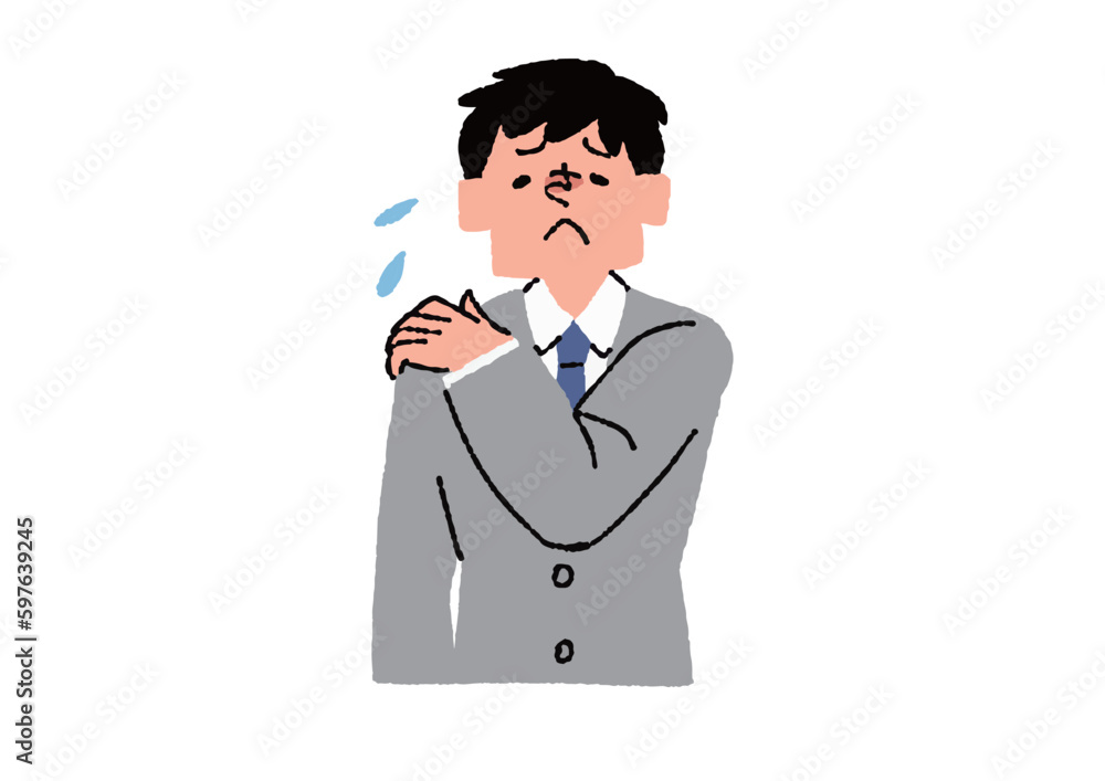 肩こりに悩まされる男性 眼精疲労や目の病気に関するイラスト
肩こりに悩まされる男性 眼精疲労や目の病気に関するイラスト
