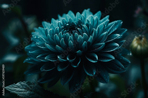 Dark blue flower. Generative AI © Sunshower Shots