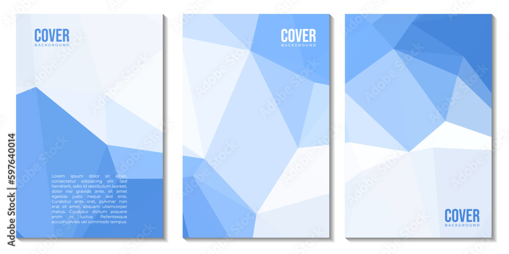 set of covers with abstract blue colorful geometric background with triangle shape set of covers with abstract blue colorful geometric background with triangle shape